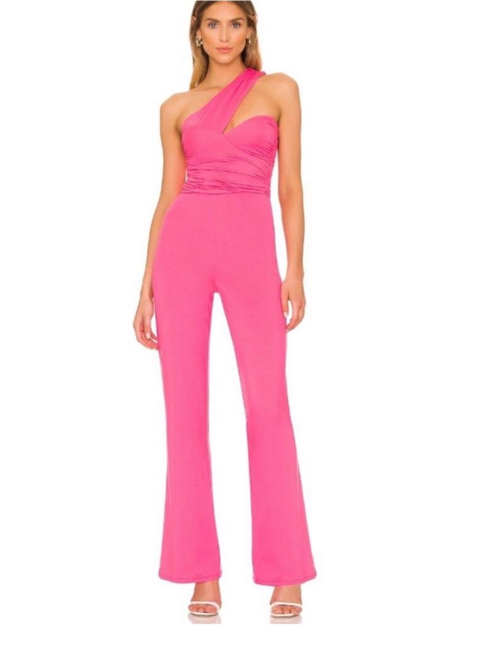 Lovers + Friends One-Shoulder Hot Pink Jumpsuit